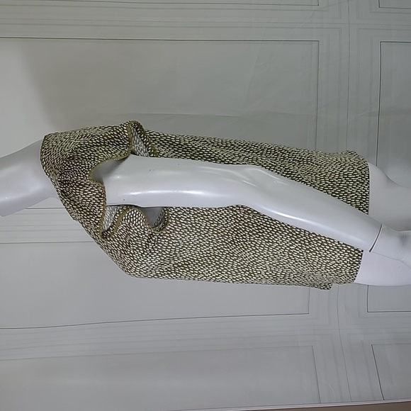 Loft SZ Small Top Green & White 100% Linen Cap Sleeve Lightweight - Picture 5 of 8